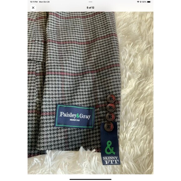 PAISLEY & GRAY Black/Gray Houndstooth Skinny Fit Blazer/Jacket 40 Reg 40R NEW - Picture 5 of 12